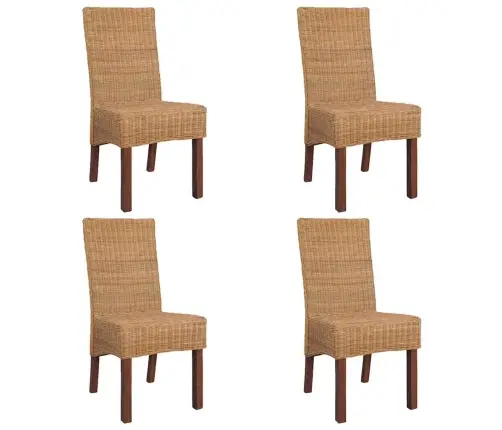 Söögitoolid 4 Tk, Pruun, Naturaalne Rotang