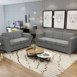 Dīvāni, 2 Gab., Gaiši Pelēks Audums  Vidaxl