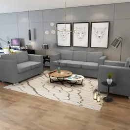 Dīvāni, 3 Gab., Gaiši Pelēks Audums  Vidaxl