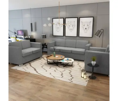 Dīvāni, 3 Gab., Gaiši Pelēks Audums  Vidaxl