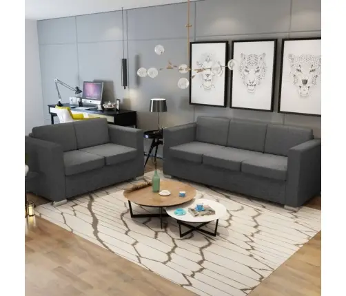 Dīvāni, 2 Gab., Tumši Pelēks Audums  Vidaxl