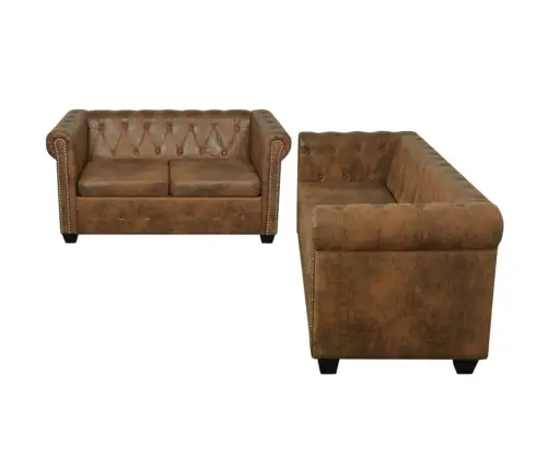 Chesterfield Dīvānu Komplekts, 2 Gab., Brūni  Vidaxl