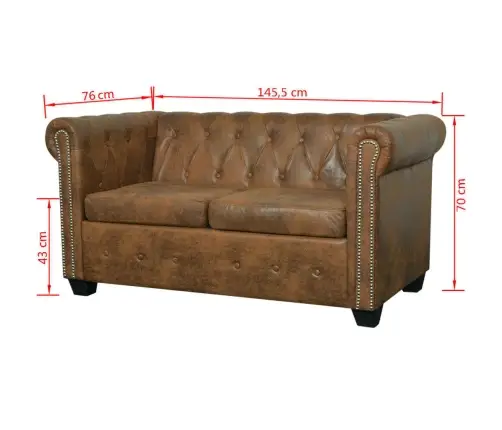 Chesterfield Dīvānu Komplekts, 2 Gab., Brūni  Vidaxl