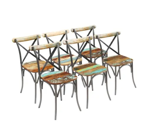 Virtuves Krēsli, 6 Gab., Pārstrādāts Masīvkoks Vidaxl