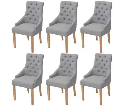 Virtuves Krēsli, 6 Gab., Gaiši Pelēks Audums Vidaxl Virtuves Krēsli, 6 Gab., Gaiši Pelēks Audums Vidaxl