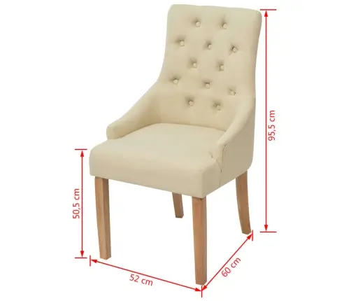 Valgomojo Kėdės, 6Vnt., Kreminės Spalvos, Audinys