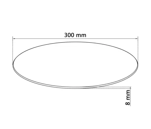 Galda Virsma, 300 Mm, Apaļa, Rūdīts Stikls Vidaxl