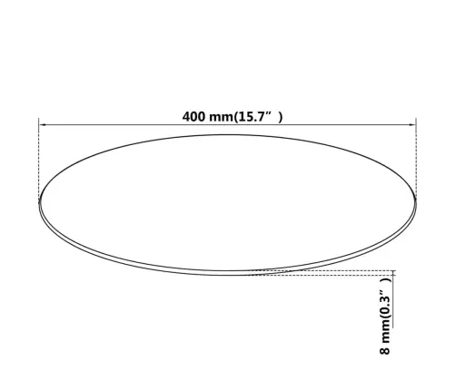 Galda Virsma, 400 Mm, Apaļa, Rūdīts Stikls Vidaxl