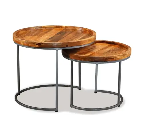 Galdiņu Komplekts, 2 Gab., Mango Masīvkoks Vidaxl