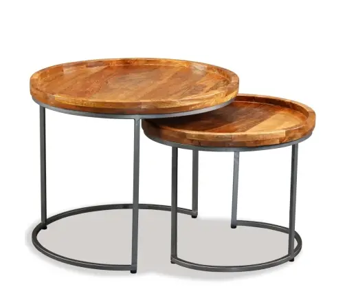 Galdiņu Komplekts, 2 Gab., Mango Masīvkoks Vidaxl