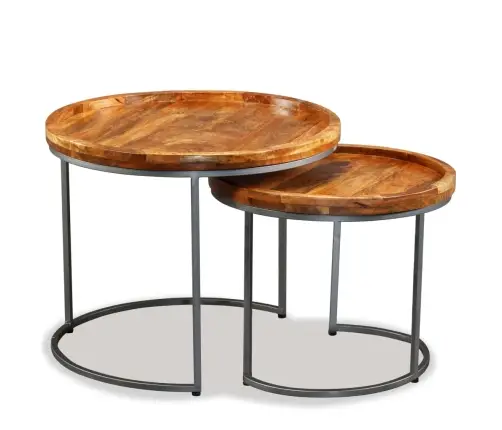 Galdiņu Komplekts, 2 Gab., Mango Masīvkoks Vidaxl