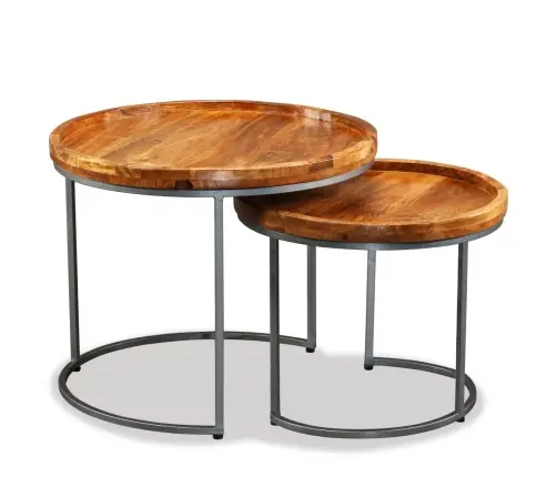 Galdiņu Komplekts, 2 Gab., Mango Masīvkoks Vidaxl