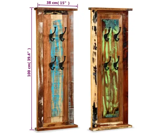 Riidenagid 2 Tk, Taastatud Puidust, 38 X 100 Cm