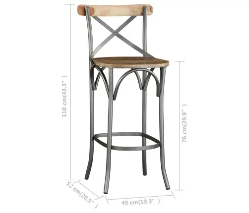 Bāra Krēsls, Mango Masīvkoks Vidaxl