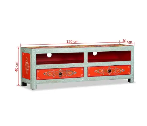 Tv Skapītis, Mango Masīvkoks, Apgleznots Vidaxl