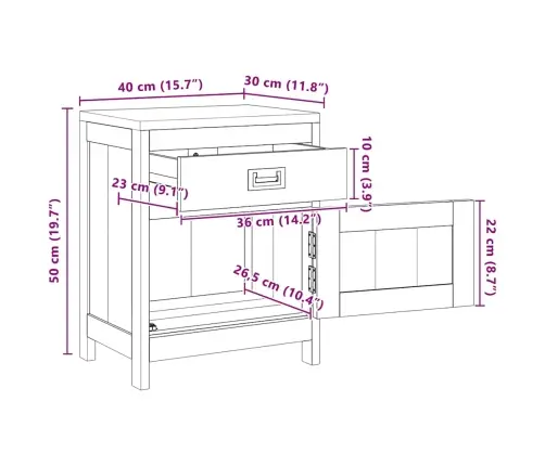 Naktsskapītis, 40X30X50 Cm, Masīvs Tīkkoks Vidaxl
