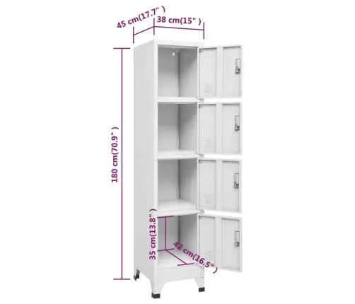 Lukustatav Hoiukapp 4 Sektsiooniga 38 X 45 X 180 Cm
