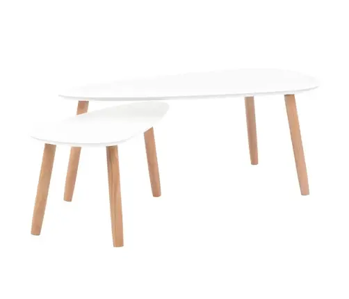 Kafijas Galdiņu Komplekts, 2 Gab., Priedes Masīvkoks, Balti  Vidaxl