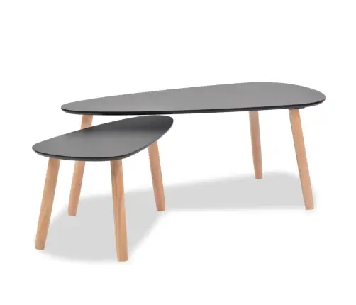 Kohvilaudade Komplekt 2 Tk, Männipuidust, Must