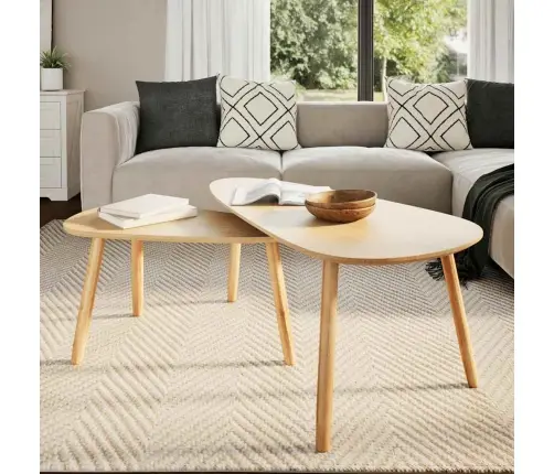 Kohvilaudade Komplekt 2 Tk, Männipuidust, Pruun