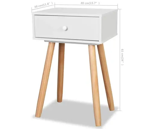 Naktiniai Staliukai, 2Vnt., Pušies Mediena, 40X30X61cm Balti Naktiniai Staliukai, 2Vnt., Pušies Mediena, 40X30X61cm Balti