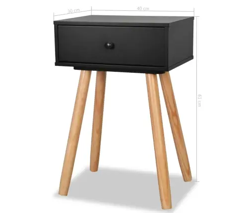 Naktsgaldiņi, 2 Gab., 40X30X61 Cm, Priedes Masīvkoks, Melni Vidaxl
