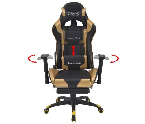 Spēļu Krēsls Zelts 70 X 71 X 136 Cm Mākslīgā Āda Vidaxl