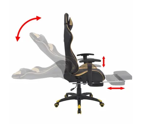 Spēļu Krēsls Zelts 70 X 71 X 136 Cm Mākslīgā Āda Vidaxl