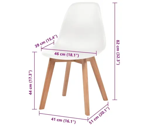 Söögitoolid 4 Tk, Valge, Plast Söögitoolid 4 Tk, Valge, Plast