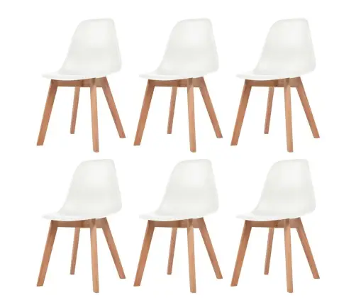 Söögitoolid 6 Tk, Valge, Plast