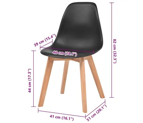 Valgomojo Kėdės, 2Vnt., Juodos Spalvos, Plastikas