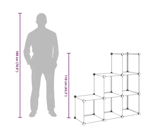 Skapītis Ar 6 Plauktiem, Kvadrāta Forma, Balts Vidaxl