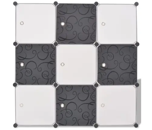 Daiktadėžė Su 9 Skyriais, Juoda Ir Balta