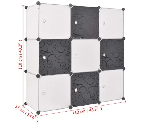 Daiktadėžė Su 9 Skyriais, Juoda Ir Balta