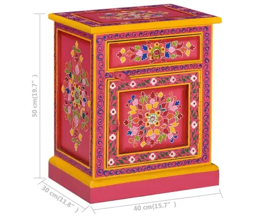 Naktsgaldiņš, Mango Masīvkoks, Rozā, Apgleznots  Vidaxl