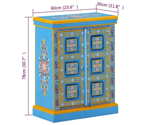 Skapītis, Mango Masīvkoks, Tirkīzzils, Apgleznots Vidaxl