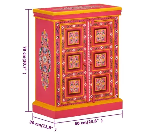 Skapītis, Mango Masīvkoks, Rozā, Apgleznots Vidaxl
