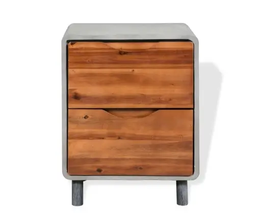 Naktsskapītis, 40X30X50 Cm, Betons, Akācijas Koks Vidaxl