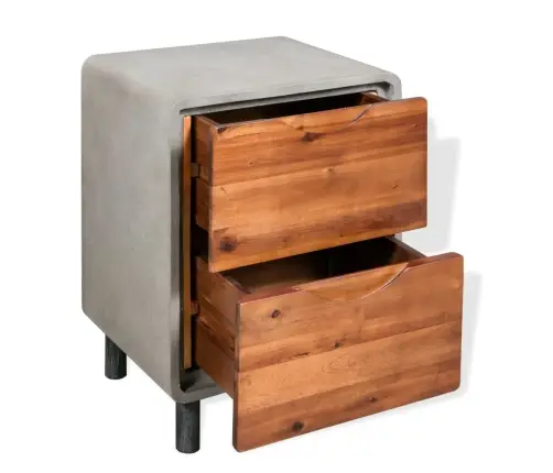 Naktsskapītis, 40X30X50 Cm, Betons, Akācijas Koks Vidaxl