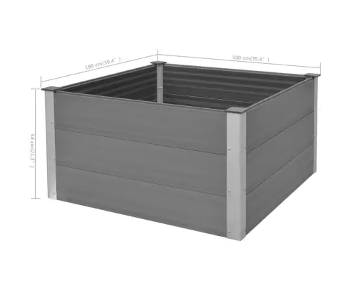 Augstā Puķu Kaste, 100X100X54 Cm, Pelēks Wpc Vidaxl