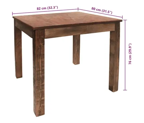 Valgomojo Stalas, 82X80X76cm Mišri Perdirbta Mediena