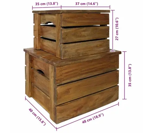 Daiktadėžių Rinkinys, 2Vnt., Raudonmedžio Medienos Masyvas