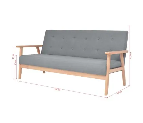 Trivietė Sofa, Šviesiai Pilkos Spalvos, Audinys