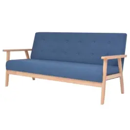 Trivietė Sofa, Mėlynos Spalvos, Audinys