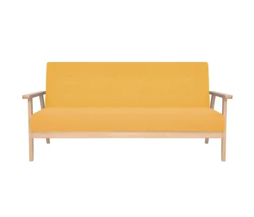 Dīvāns, Trīsvietīgs, Dzeltens Audums Vidaxl
