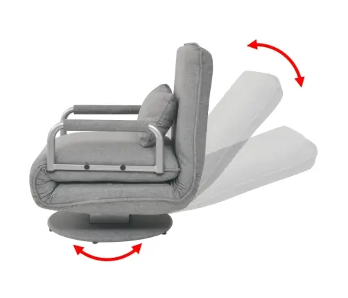 Pöörlev Tool Ja Diivanvoodi, Helehall, Kangas