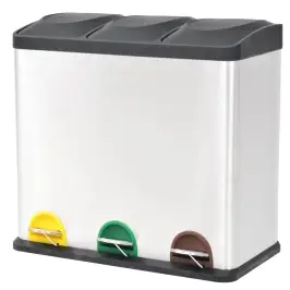 Atkritumu Šķirošanas Tvertne Ar Pedāli, Nerūsējošs Tērauds, 54L Vidaxl