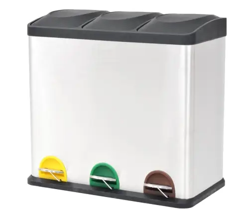 Atkritumu Šķirošanas Tvertne Ar Pedāli, Nerūsējošs Tērauds, 54L Vidaxl