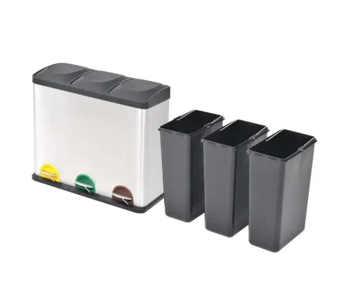 Atkritumu Šķirošanas Tvertne Ar Pedāli, Nerūsējošs Tērauds, 54L Vidaxl