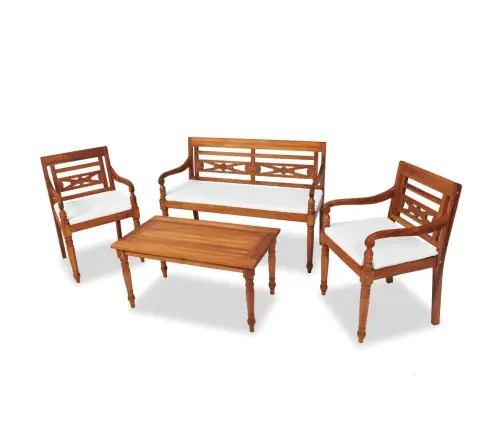 4-Daļīgs Dārza Atpūtas Mēbeļu Komplekts Ar Matračiem, Tīkkoks Vidaxl